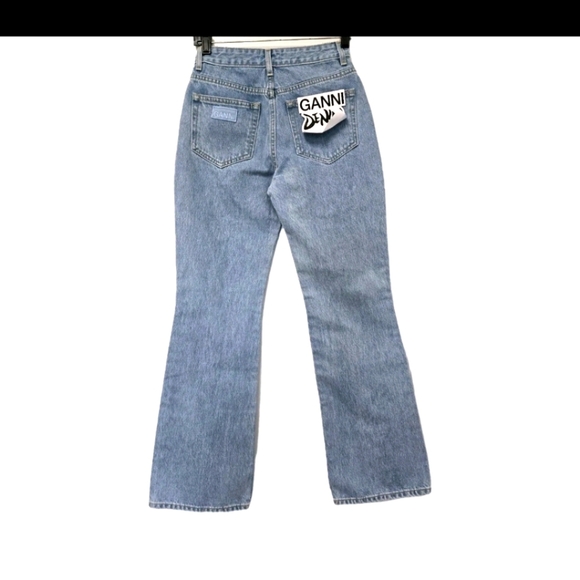 GANNI Denim Betzy High Rise Bootcut Jeans Organic Cotton  Blue Stone 26W/32L 90s - Picture 8 of 8